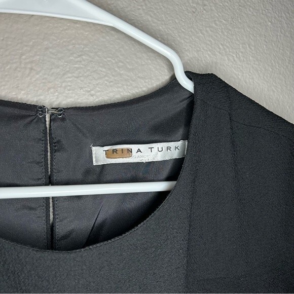 TRINA TURK Splash black ruffle mini shift dress women's size small 4 - Picture 8 of 10